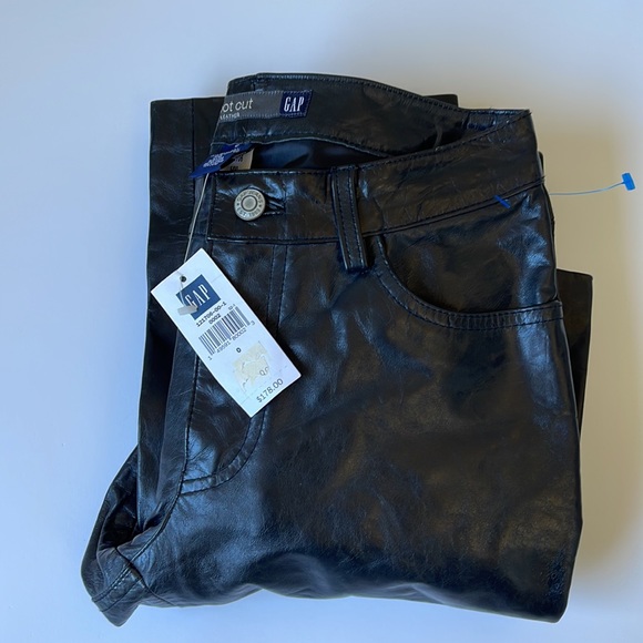 Gap Genuine Leather Bootcut Pants size 0, Black NWT - Picture 7 of 9